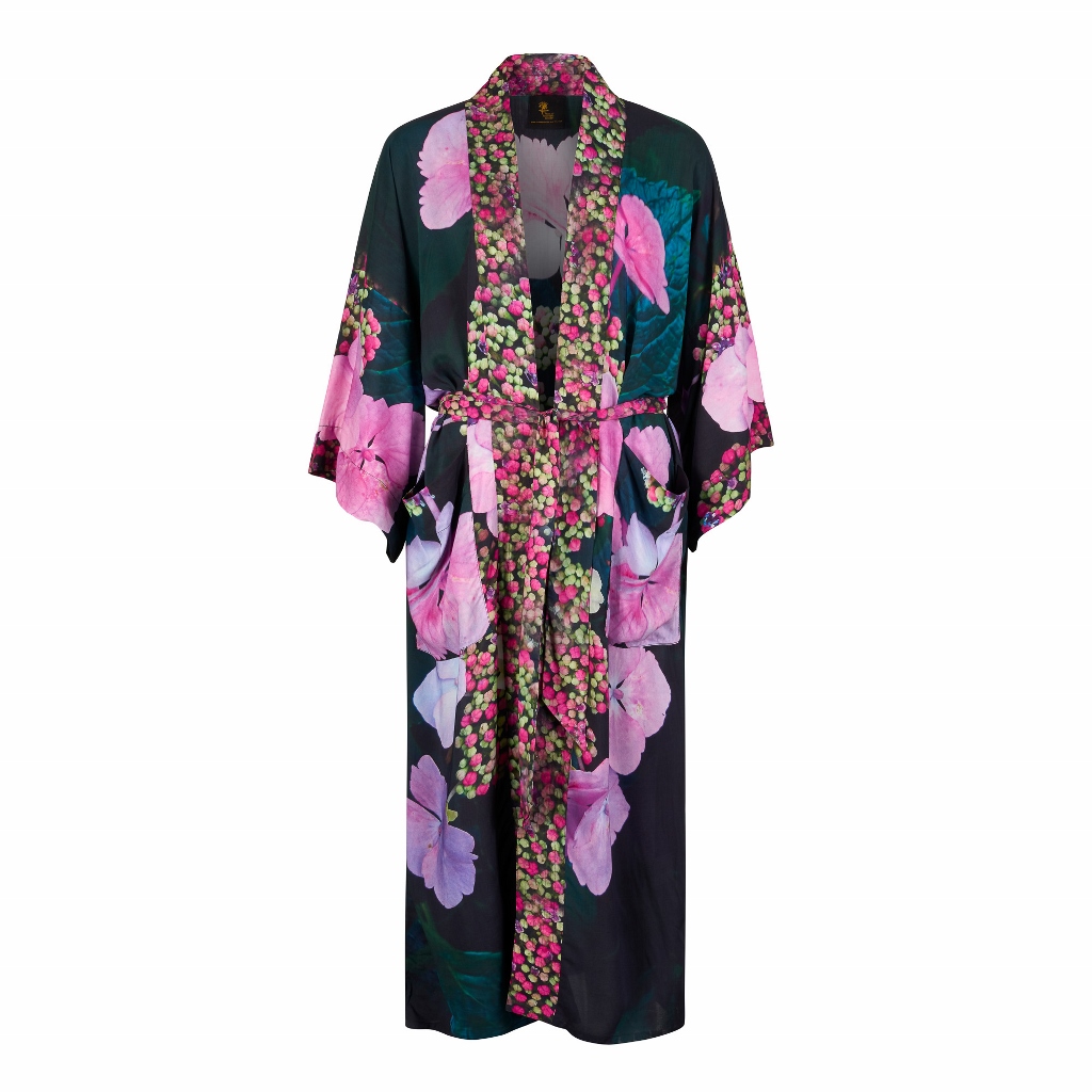 From My Mother's Garden Harmony long robe in an exclusive hydrangea print