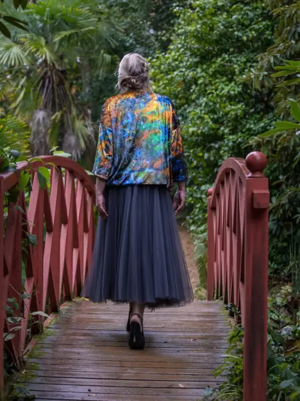 From My Mother's Garden Reversible Velvet Kimono in the Beech Tree Reflections print