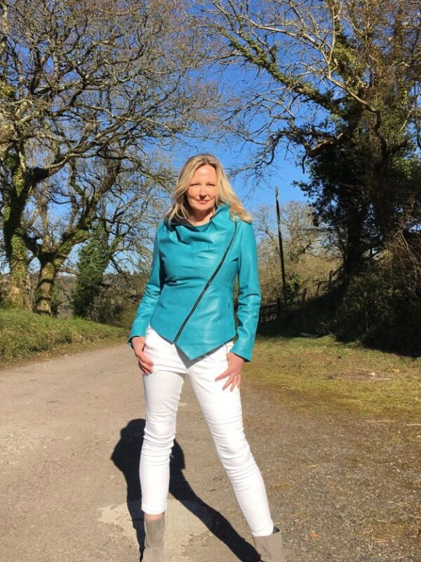 Turquoise leather jacket