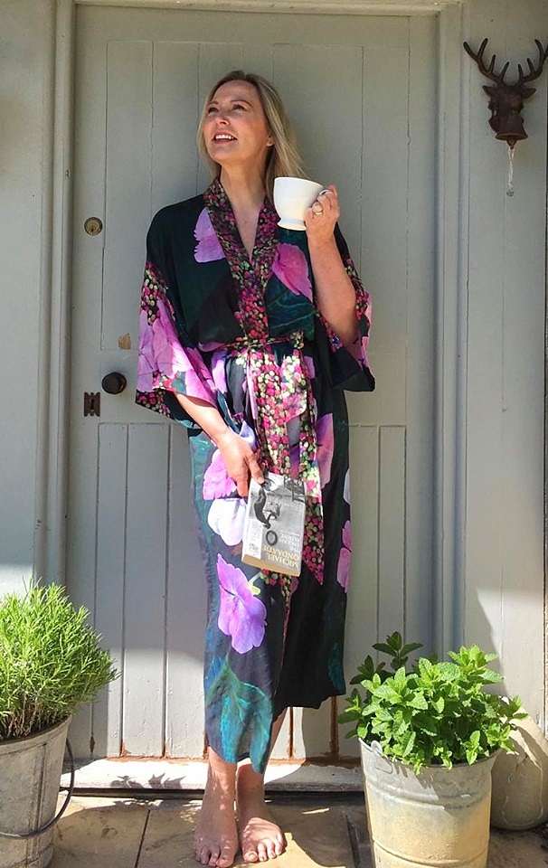 From My Mother's Garden Harmony long robe in an exclusive hydrangea print