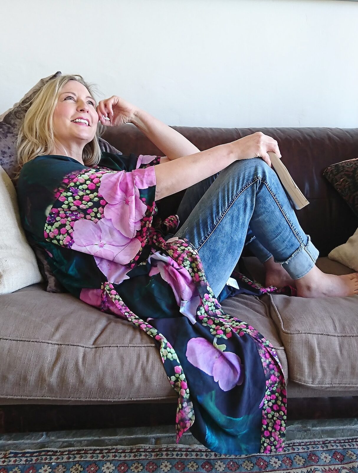 From My Mother's Garden Harmony long robe in an exclusive hydrangea print