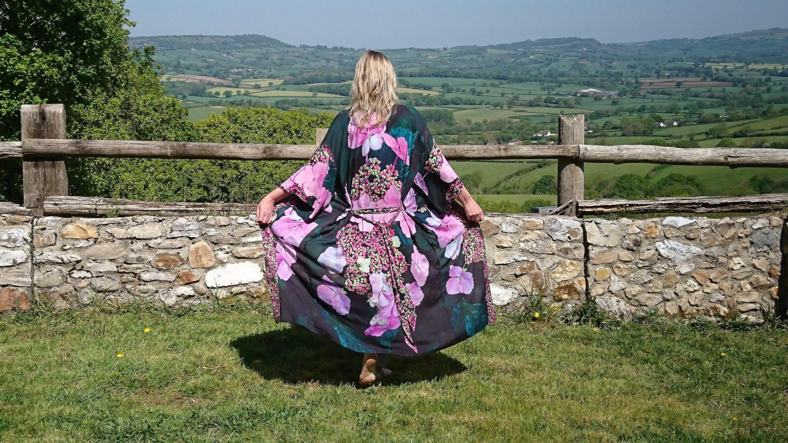 From My Mother's Garden Harmony long robe in an exclusive hydrangea print