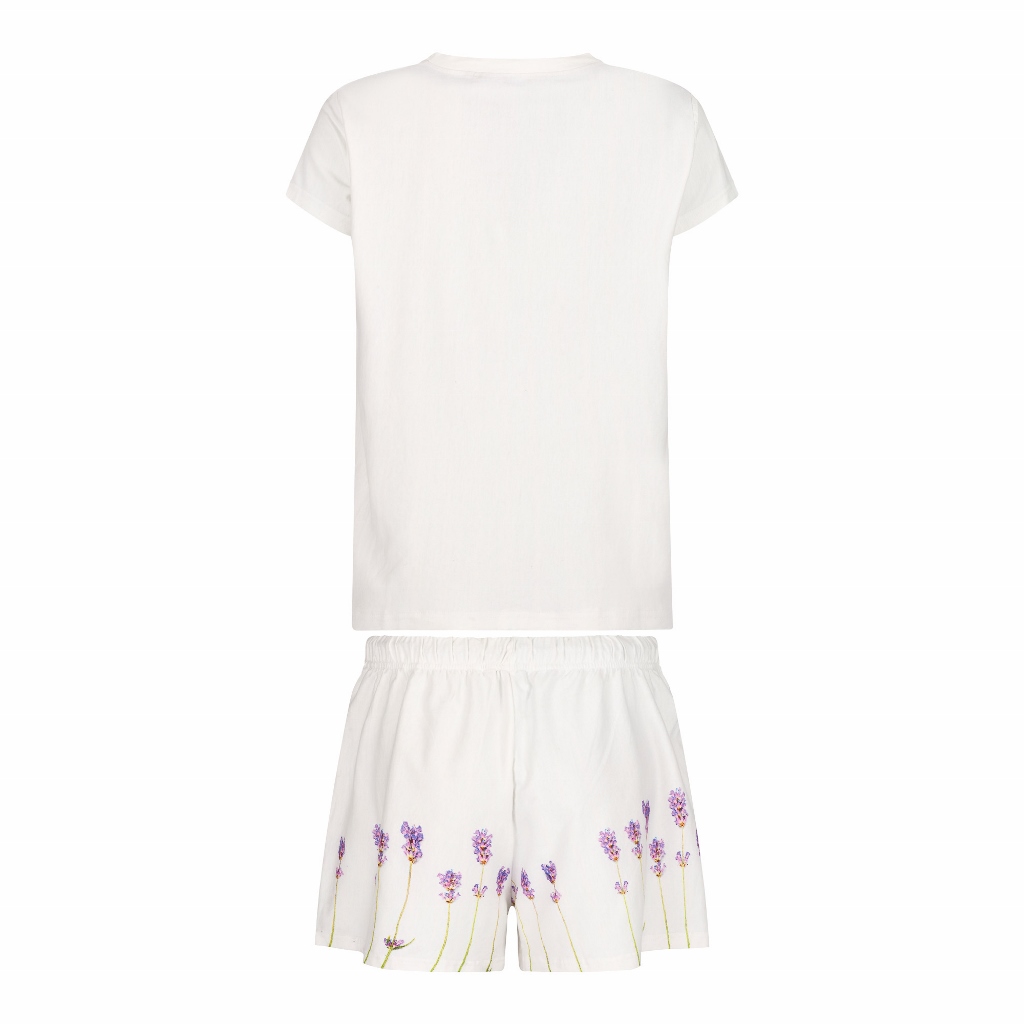 From My Mother's Garden White Pyjama Sets with a lavender print