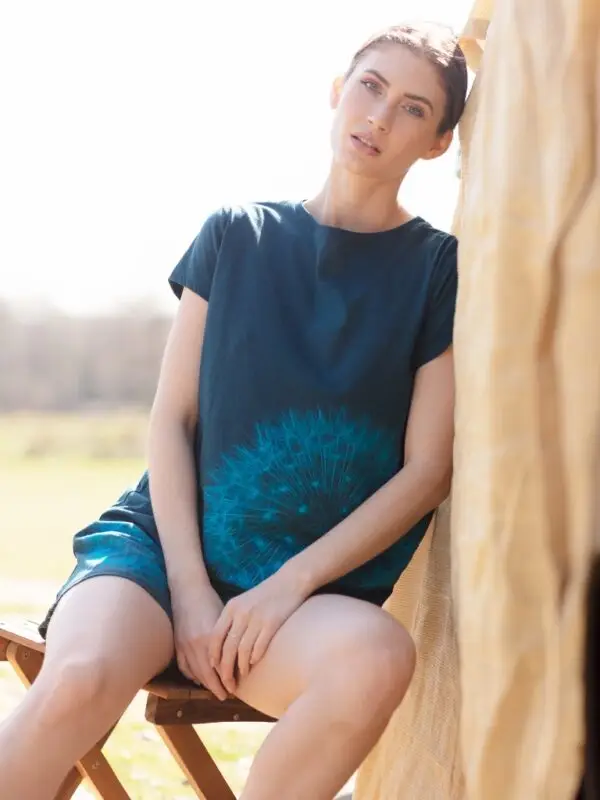 From My Mother's Garden Teal Wishes Pyjama set is Fairtrade and made of cotton jersey with the exclusive dandelion clock print