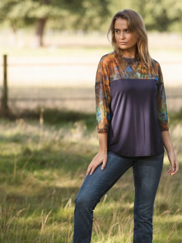 From My Mother's Garden Mesh & Jersey Top in the exclusive Reflections print