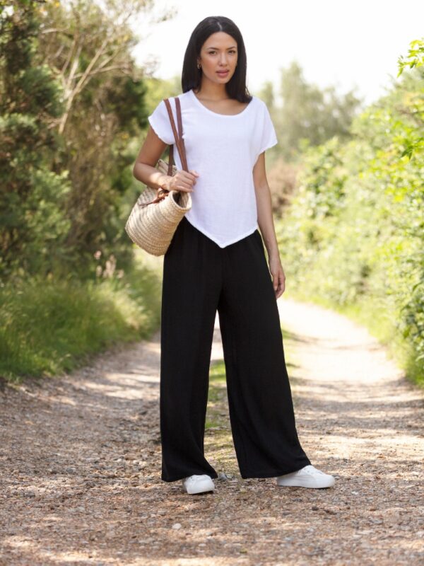 From My Mother's Garden Black Linen Palazzo Trousers