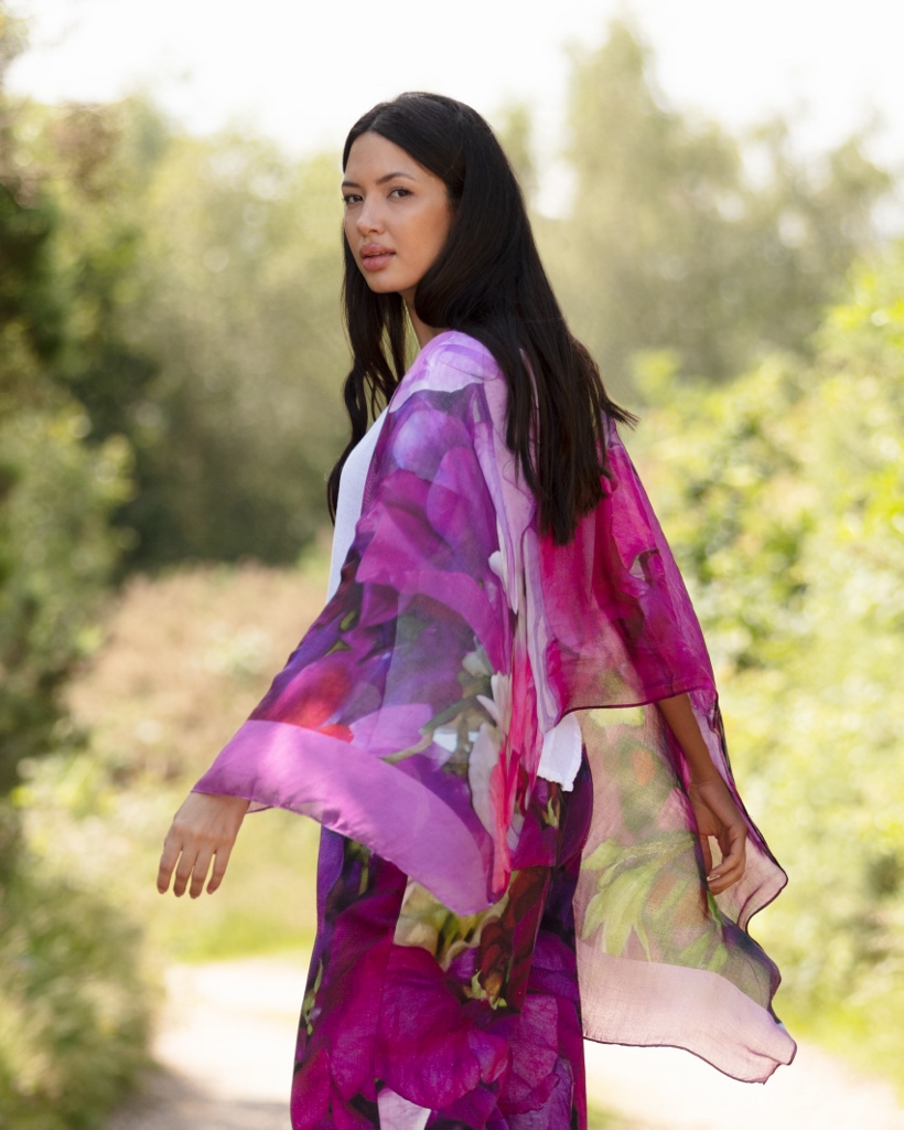 From My Mother's Garden Sweet pea Bamboo Scarf in the exclusive print