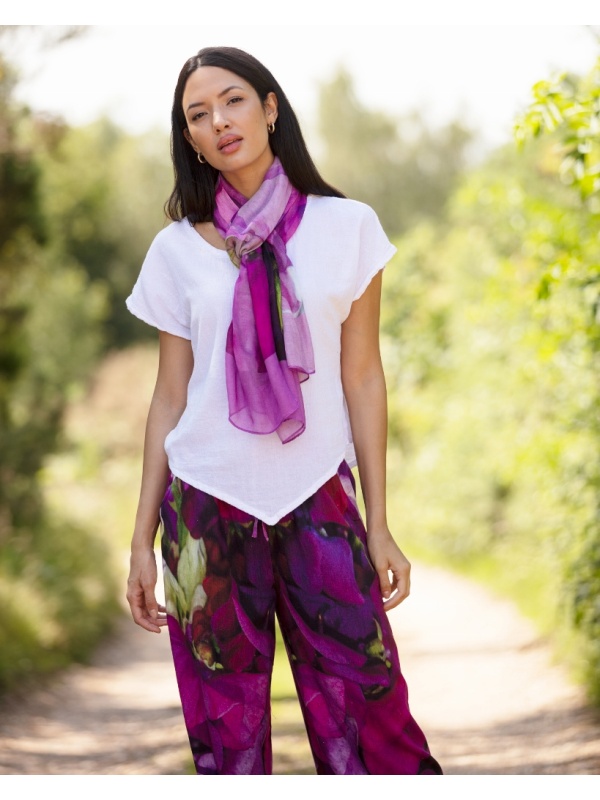 From My Mother's Garden Sweet pea Bamboo Scarf in the exclusive print