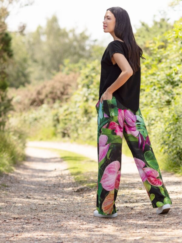 From My Mother's Garden Summer Dreams Linen Trousers in a beautiful multicolour print