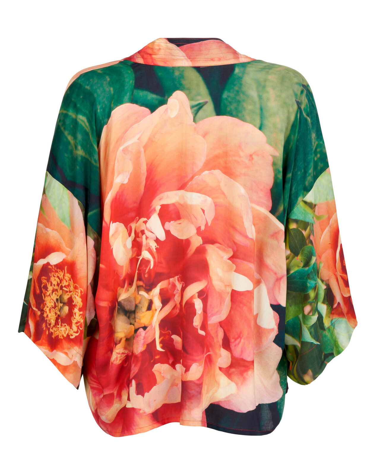 From My Mother's Garden Peony Kimono is made of a lightweight sustainable fabric