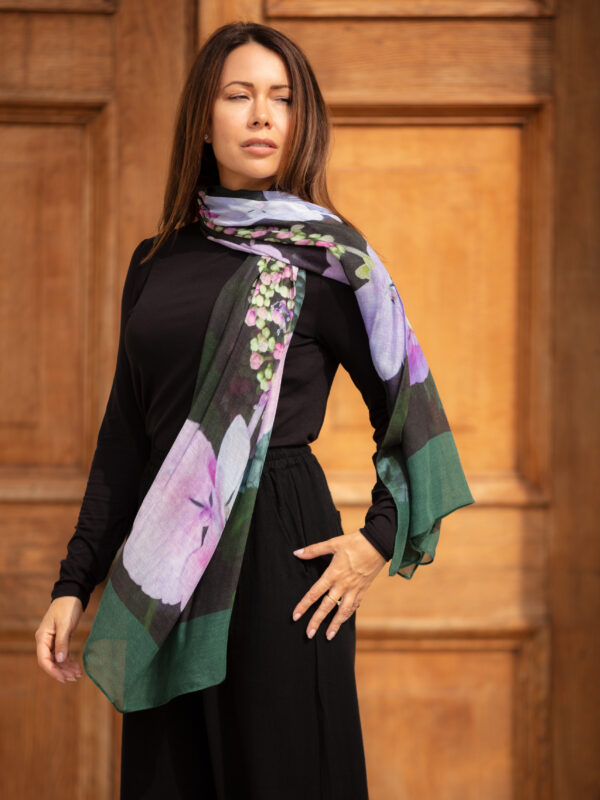 From My Mother's Garden Pink Hydrangea Bamboo Scarf
