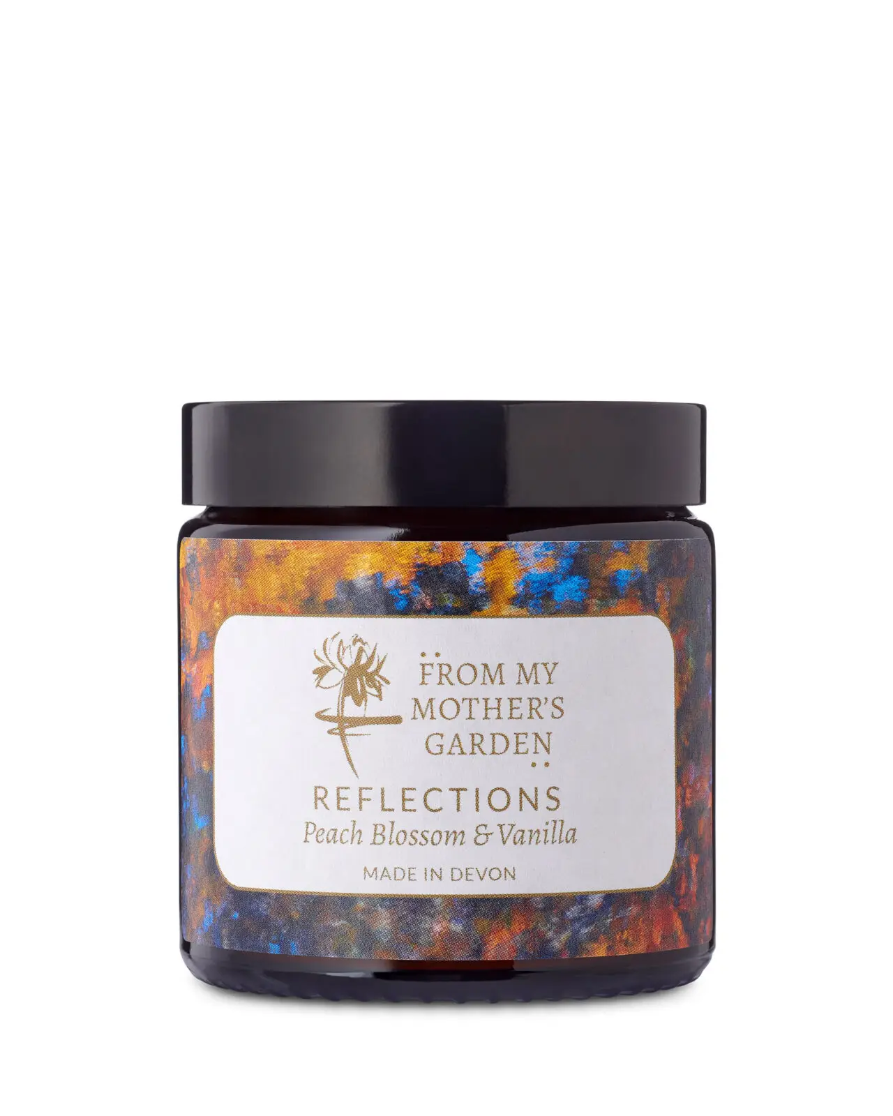 From My Mother's Garden Reflections Candle pot available in two sizes. Reflections combines Peach Blossom and Vanilla for a beautiful fragrance to scent your room