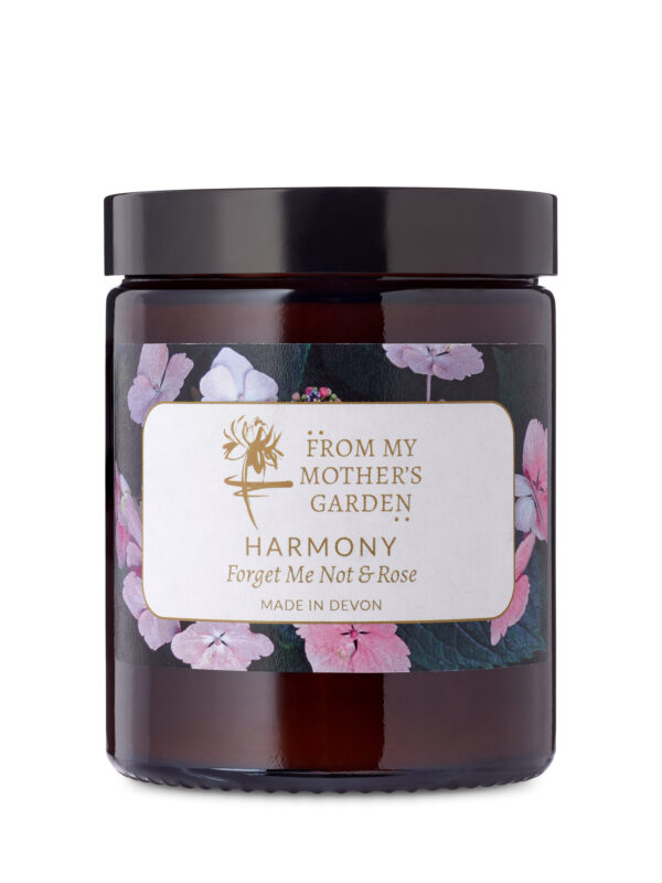 From My Mother's Garden hand poured in Devon candle pot. The Harmony scent is Forget Me Not and Rose