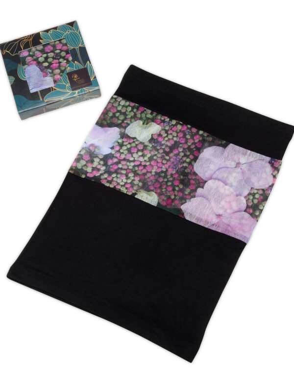 From My Mother's Garden Harmony Collar comes in a super soft jersey fabric with a mesh panel printed with an exclusive hydrangea print