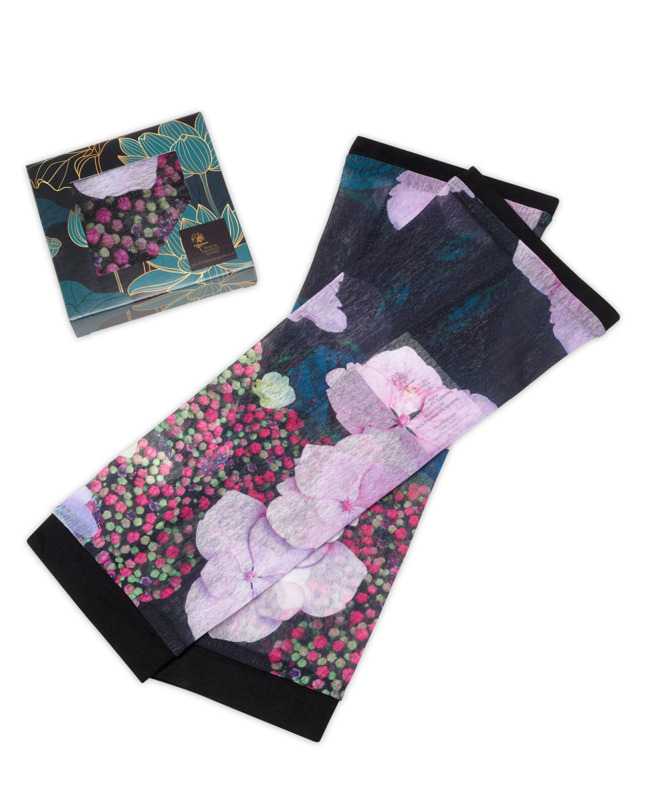 From My Mother's Garden Mesh Cuffs come in a pretty hydrangea print