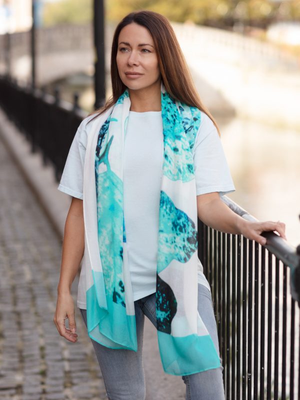 From My Mother's Garden Aqua Leaf Bamboo Scarf