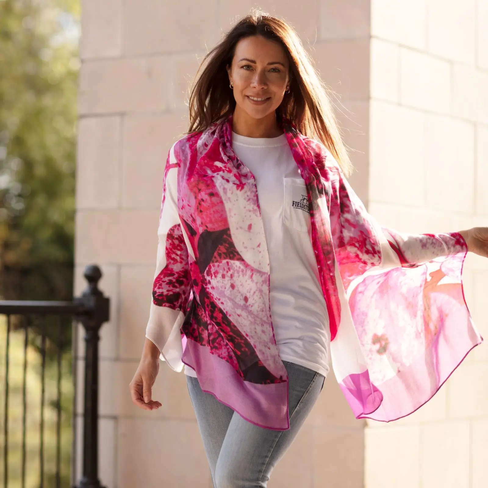 From My Mother's Garden Hot Pink Leaf Bamboo Scarf