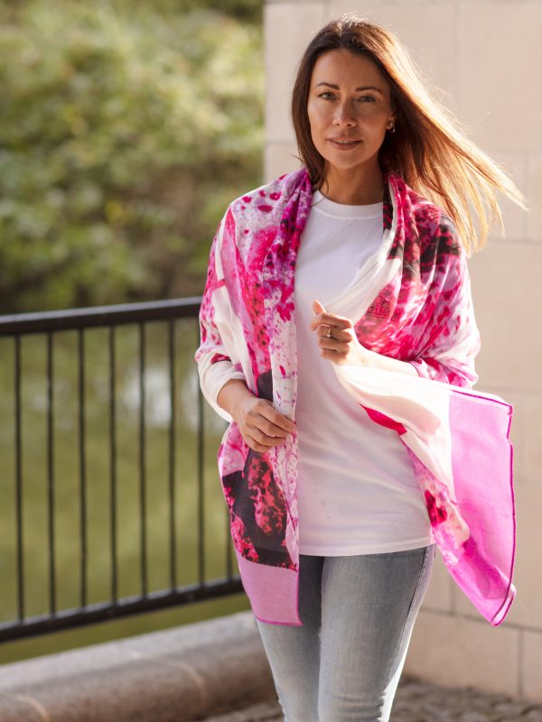 From My Mother's Garden Hot Pink Leaf Bamboo Scarf
