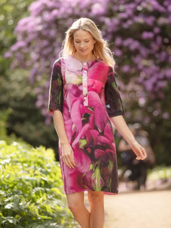 From My Mother's Garden Sweet Pea Linen Rayon mix summer shift dress