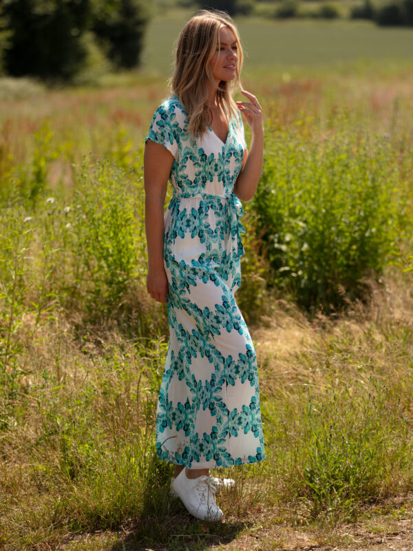From My Mother's Garden Summer Aqua Leaf Jumpsuit