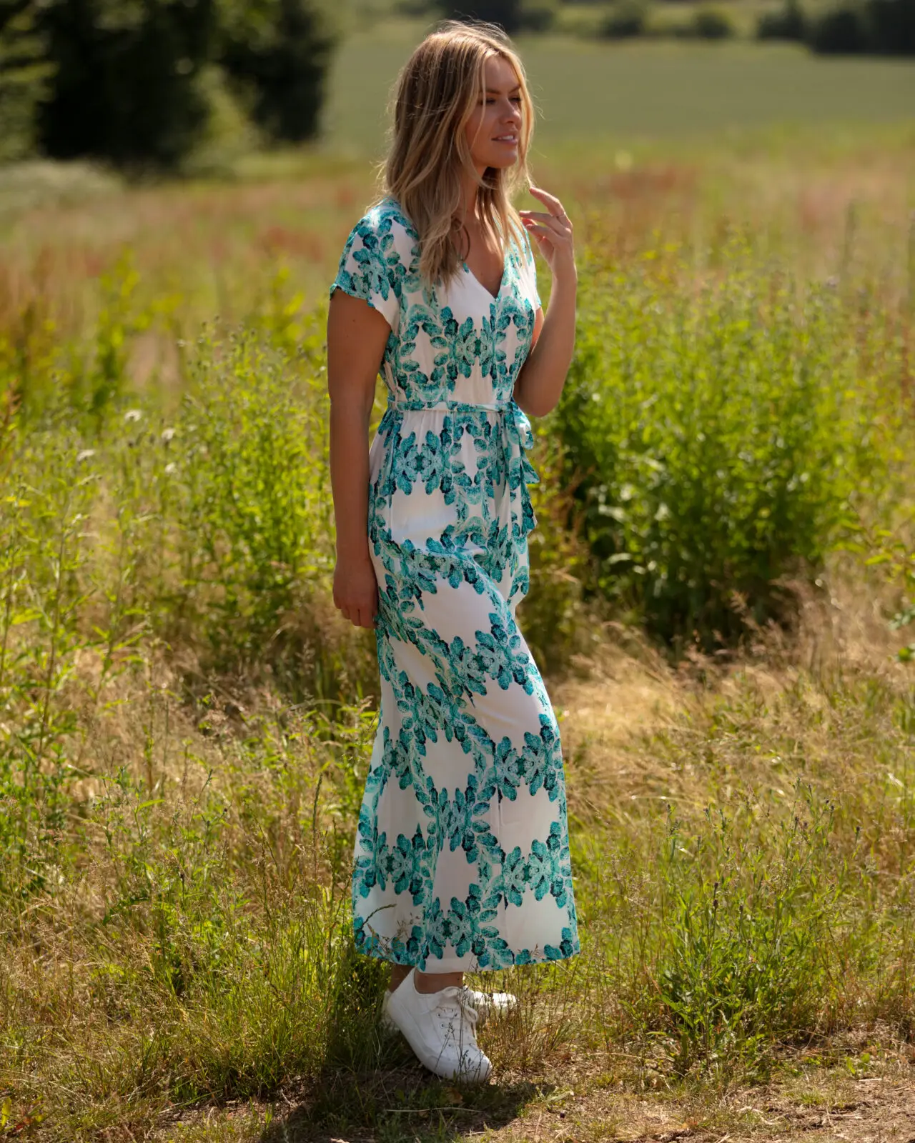 From My Mother's Garden Summer Aqua Leaf Jumpsuit