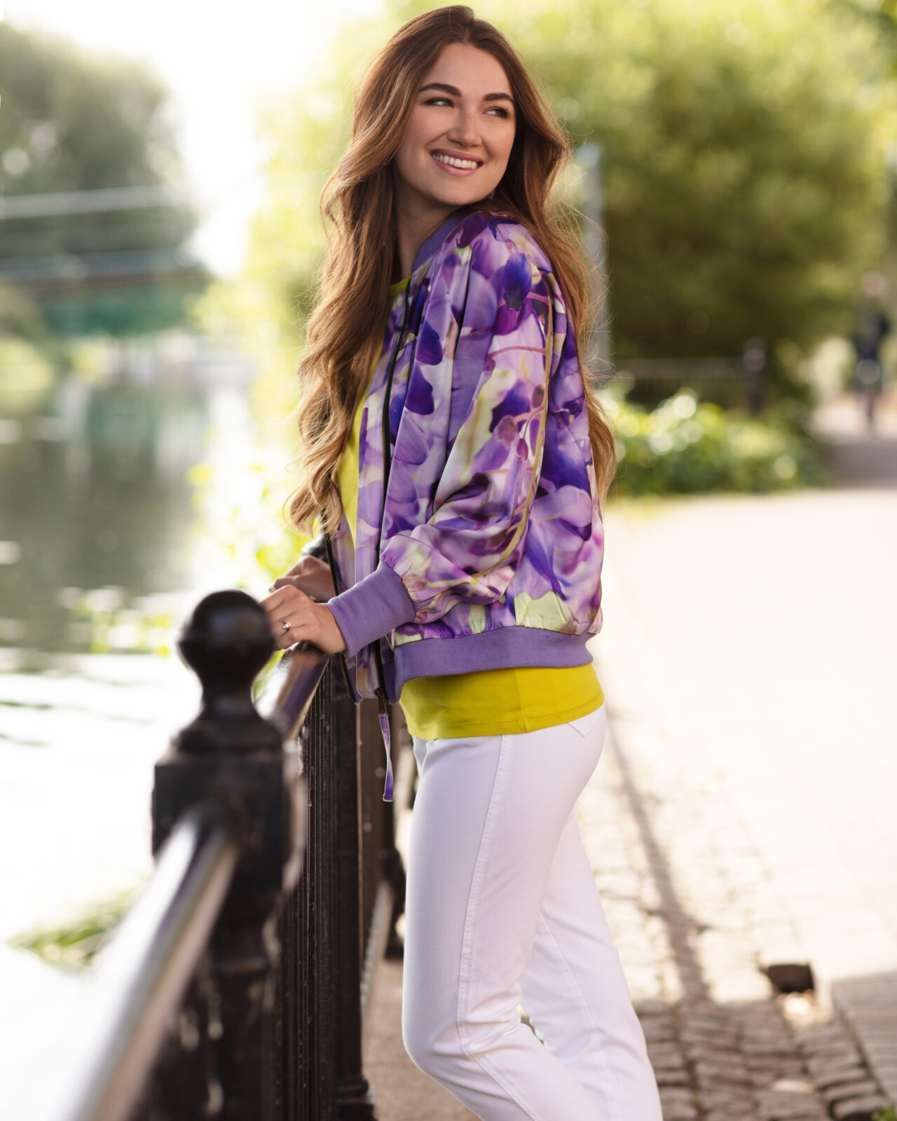 From My Mother's Garden Wisteria satin jacket in a beautiful lilac floral print