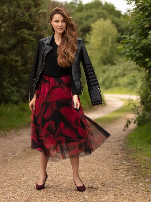 From My Mother's Garden Petals Tulle Skirt is based on a red Peony petal print