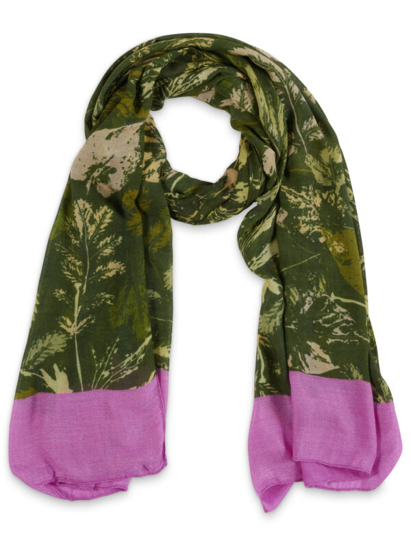 From My Mother's Garden Khaki Camo Leaf Scarf is made from sustainable bamboo fabric and is super soft to the touch and a beautiful accessory and gift