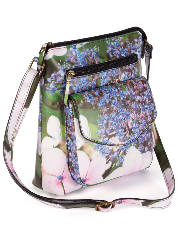 From My Mother's Garden Electric Blues cross-body pleather handbag