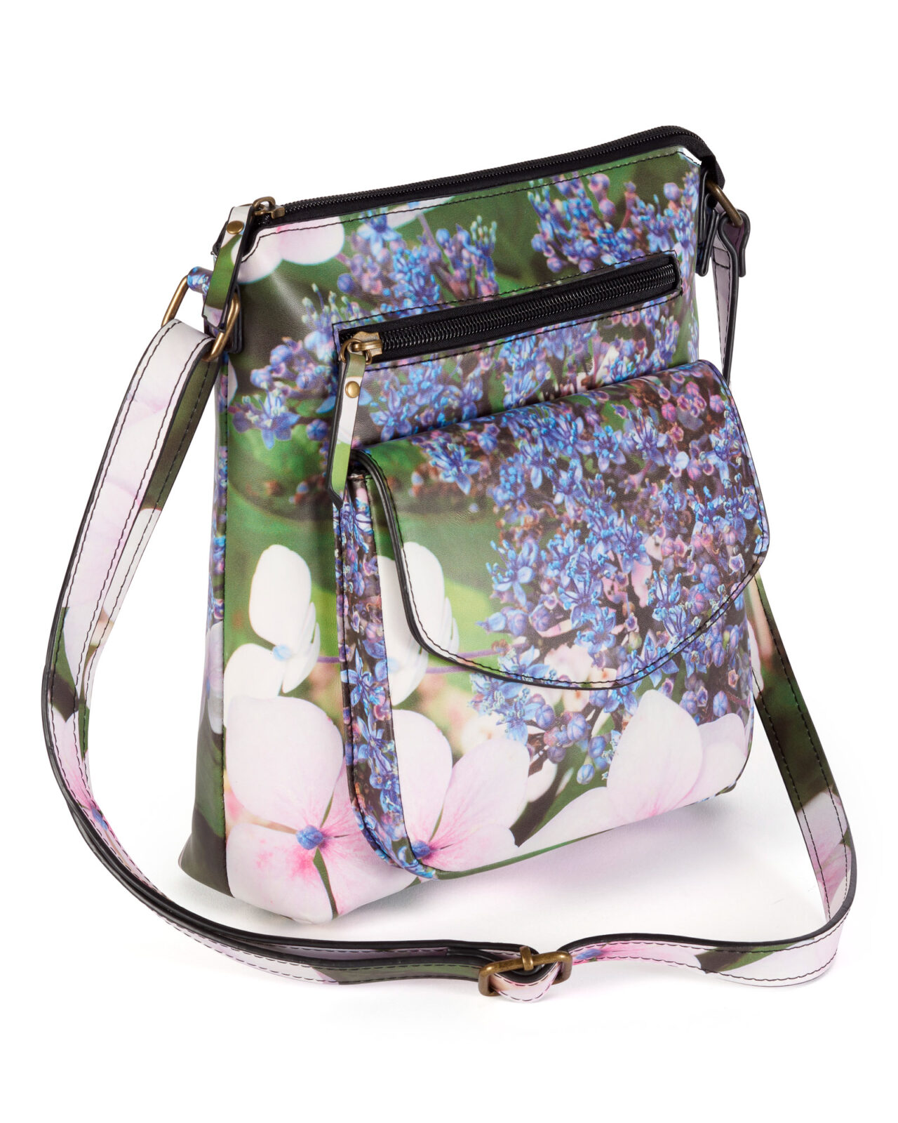 From My Mother's Garden Electric Blues cross-body pleather handbag