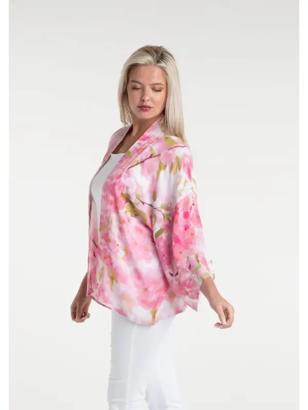 Cherry Blossom short kimono by From My Mother's Garden is made from a silky, sustainable fabric