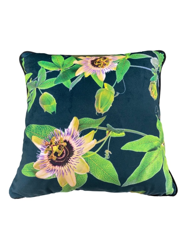 From My Mother's Garden Passionflower velvet cushion