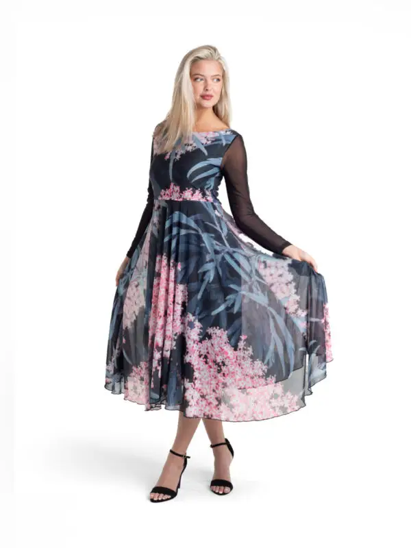 Black Lace tulle midi dress is an elegant fit and flare dress by From My Mother's Garden