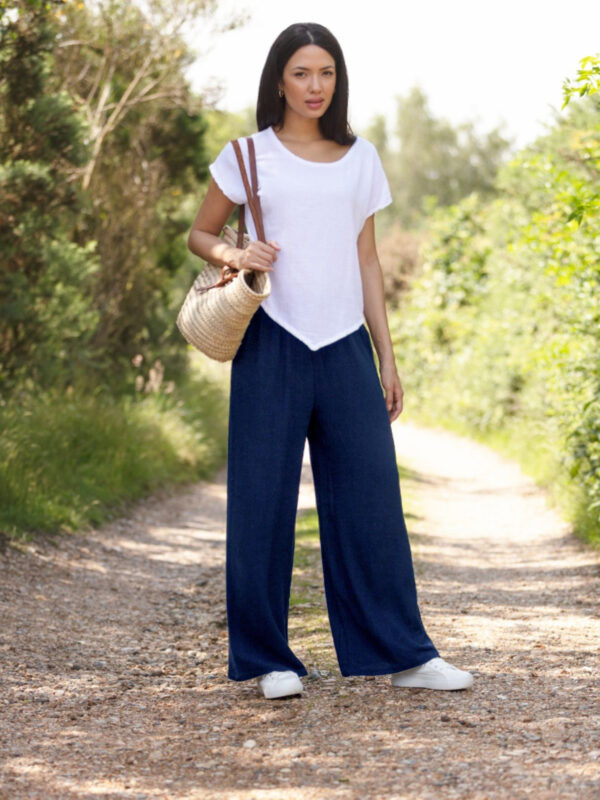 Gorgeous navy blue palazzo trousers made of a soft linen by From My Mother's Garden