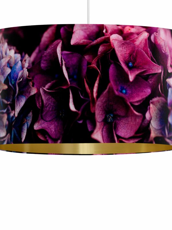 From My Mother's Garden Jewel Hydrangea Pendant Lampshade 40cm in a velvety fabric with gold interior
