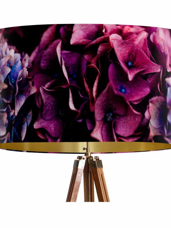 From My Mother's Garden Jewel Hydrangea Pendant Lampshade 40cm in a velvety fabric with gold interior