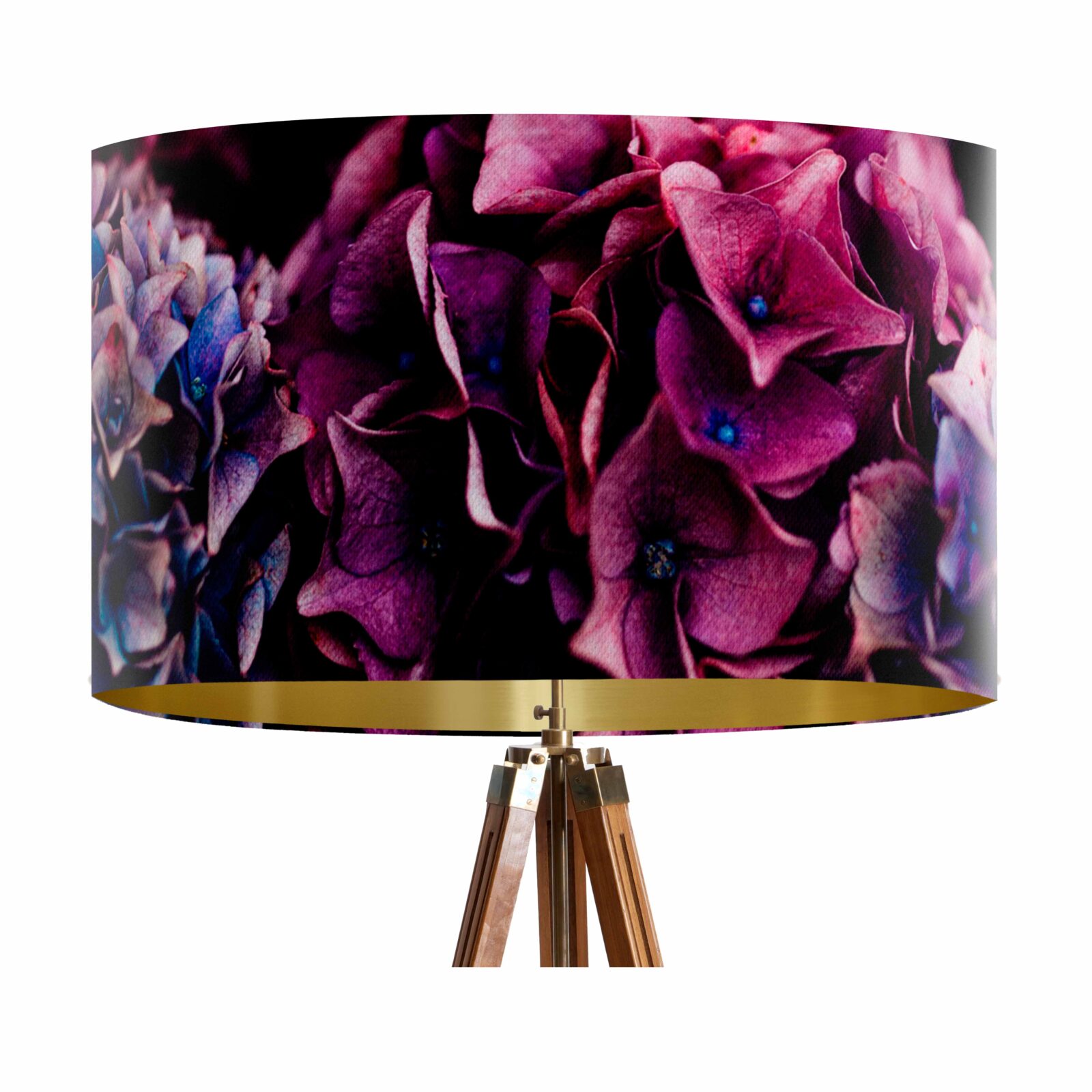 From My Mother's Garden Jewel Hydrangea Pendant Lampshade 40cm in a velvety fabric with gold interior