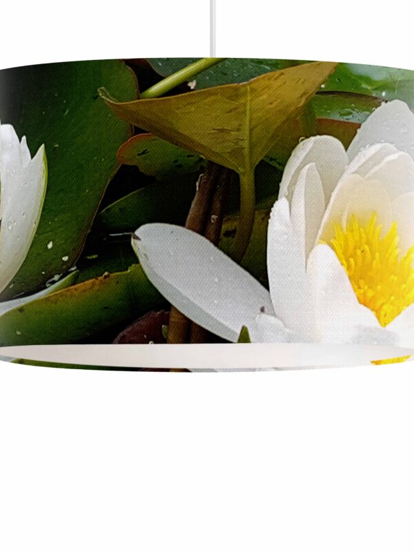 From My Mother's Garden Linen Pendant Lampshade with white inside 40cm diameter. Designed & made in England.