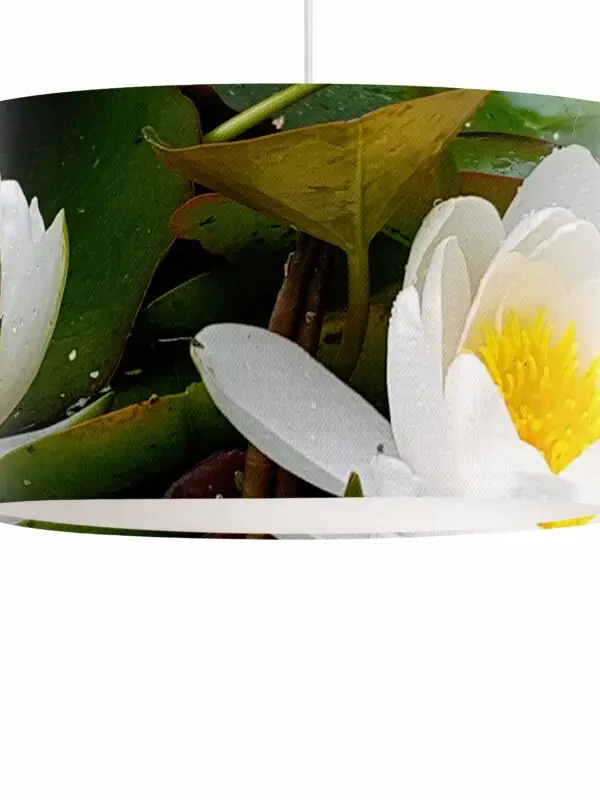 From My Mother's Garden Linen Pendant Lampshade with white inside 40cm diameter. Designed & made in England.