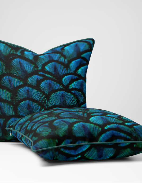 From My Mother's Garden Peacock square cushion is a soft-feel velour with an Eco filling pad 45 x 45cm