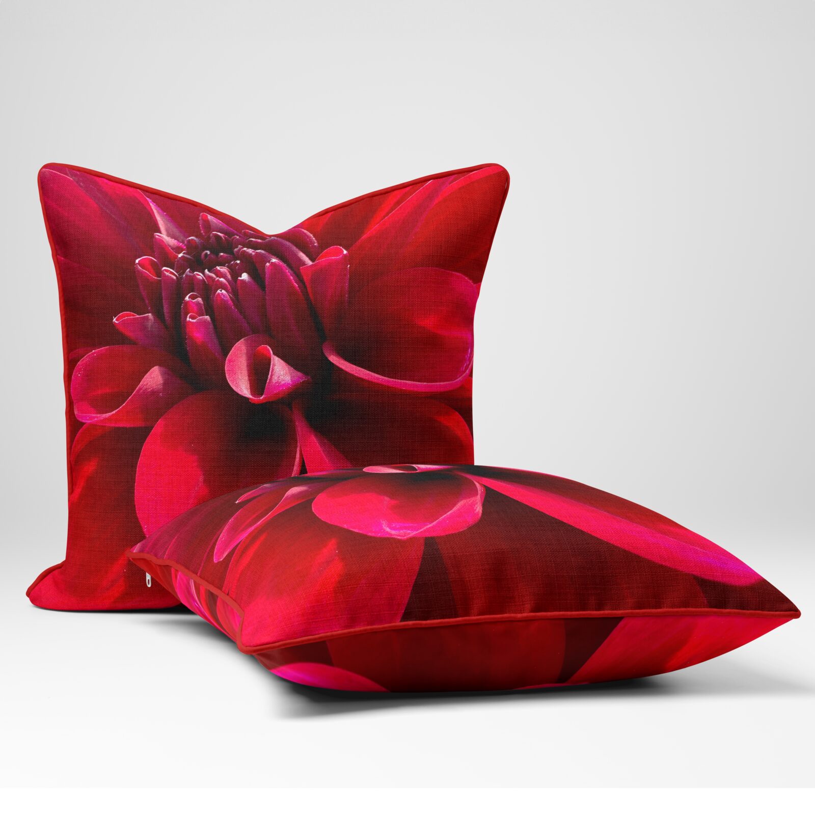 From My Mother's Garden Red Dahlia Cushion is a soft-touch velour cushion with an Eco filler pad. It is square and 45 x 45cm