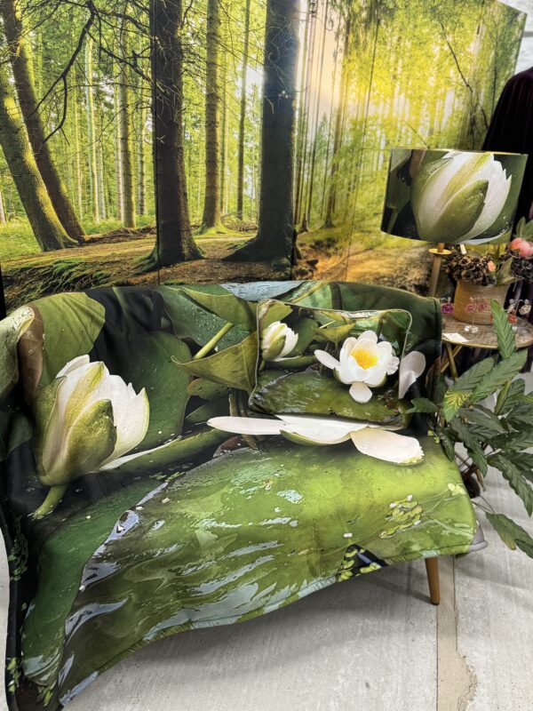 From My Mother's Garden Waterlily Fleece Throw is a soft blanket with a fleecy back