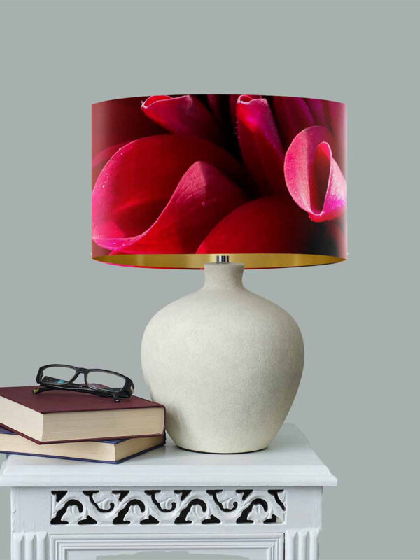 From My Mother's Garden Red Dahlia Velvet Lampshade 30cm diameter