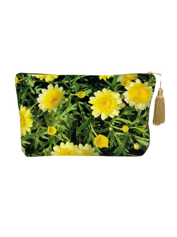 Daisies large velvet makeup bag by From My Mother's Garden