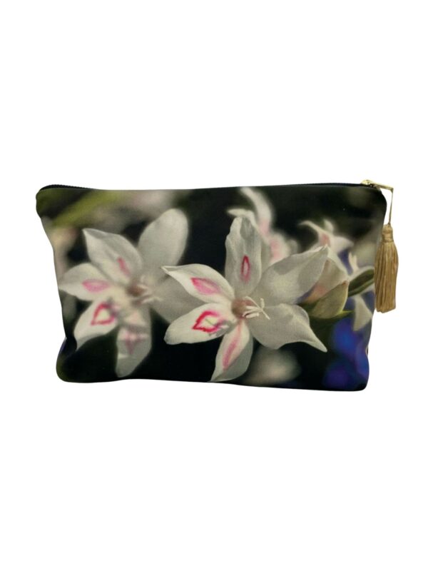 Gladiolus Nymph velvet large makeup bag by From My Mother's Garden