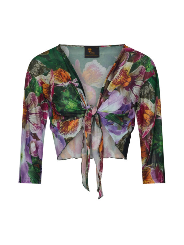 Pansy Pop Mesh Shrug by From My Mother's Garden is a colour piece that looks great over a black or green dress for example, or equally over a vest top