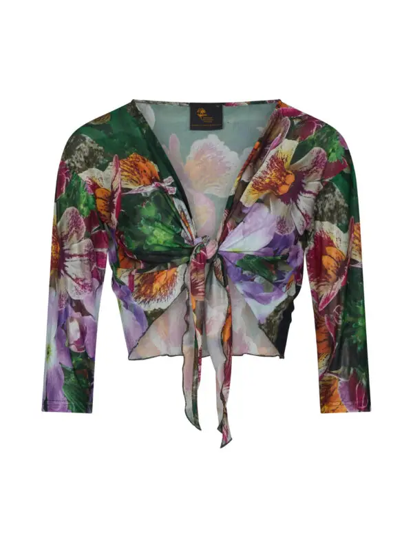 Pansy Pop Mesh Shrug by From My Mother's Garden is a colour piece that looks great over a black or green dress for example, or equally over a vest top