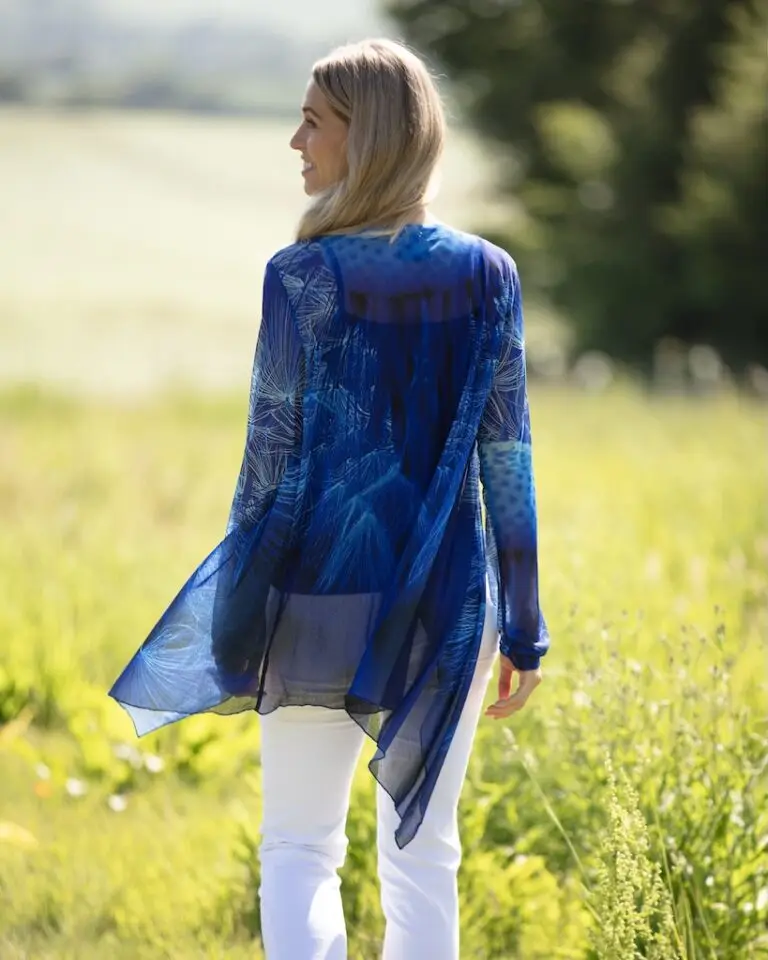 Wishes Mesh Cardigan by From My Mother's Garden in a striking Royal Blue colour