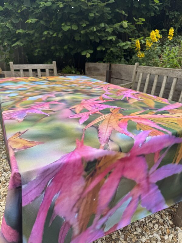 From My Mother's Garden Maple Table Cloth made of a heavyweight cotton drill and made in England