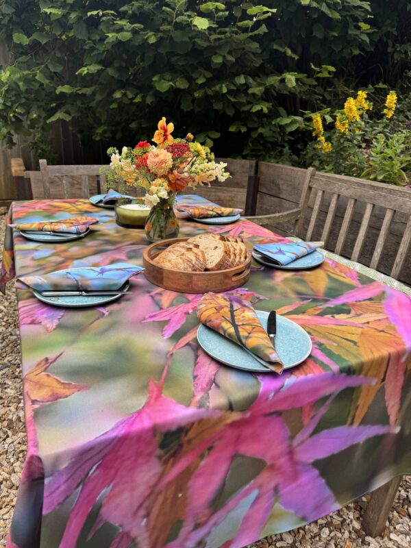 From My Mother's Garden Maple Table Cloth made of a heavyweight cotton drill and made in England